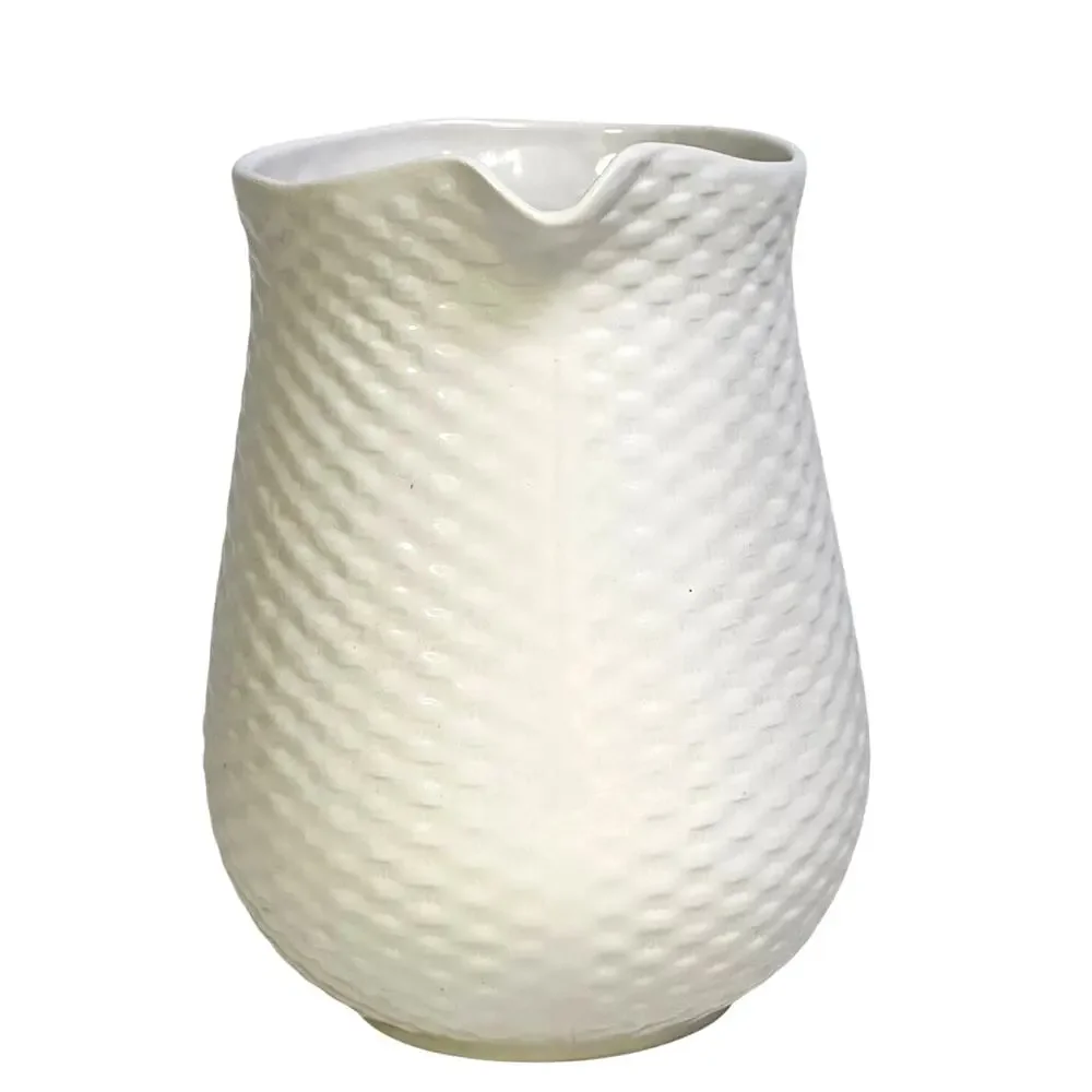 Basket Wreath by Tabletops Unlimited White Embossed Large 72 oz Pitcher